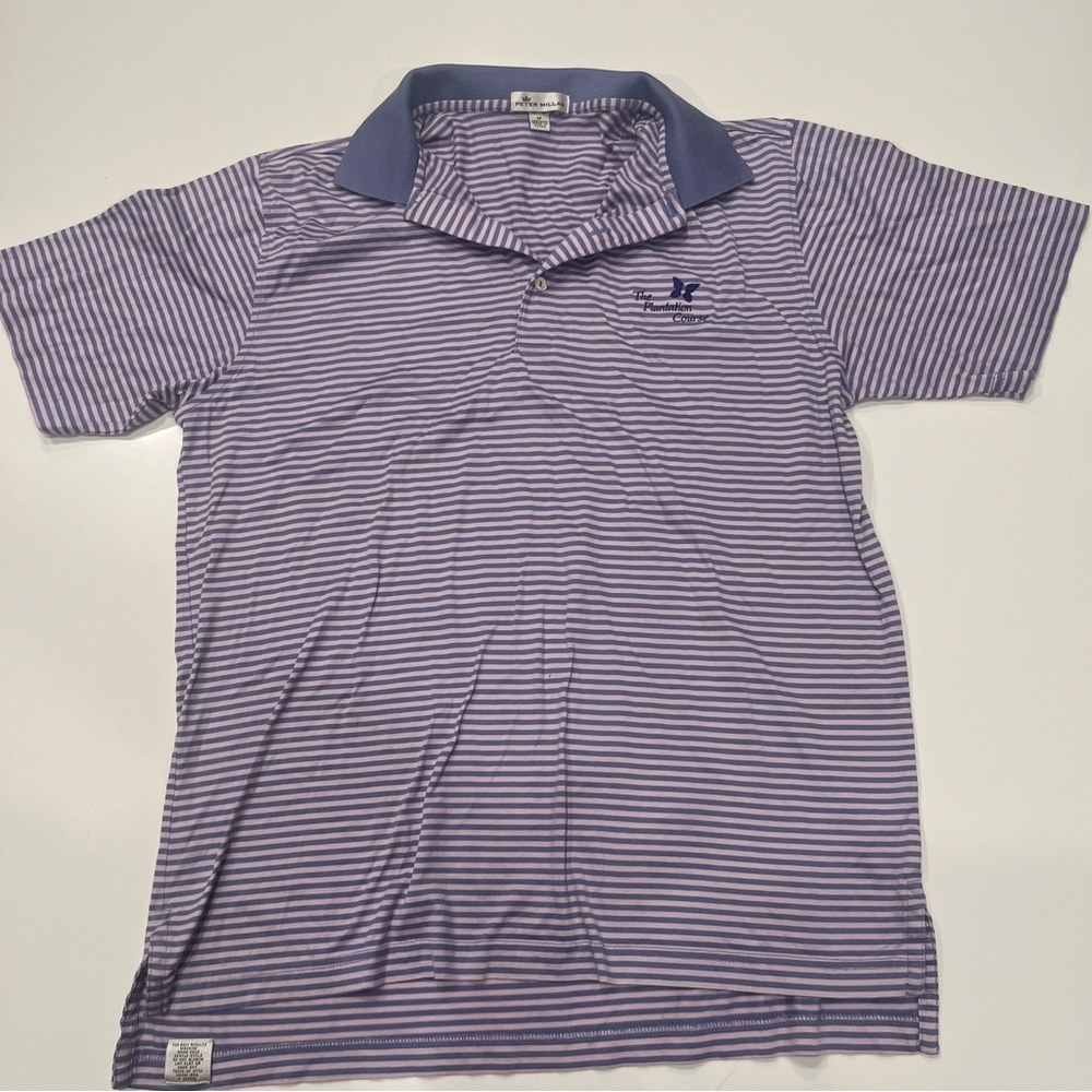 Peter Millar Striped Performance Polo Shirt M – Pink and Blue Golf Course
